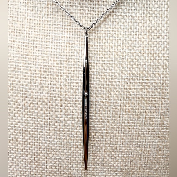 Michael Kors Silver-Tone Crystal Matchstick Pendant Necklace - Picture 3 of 6